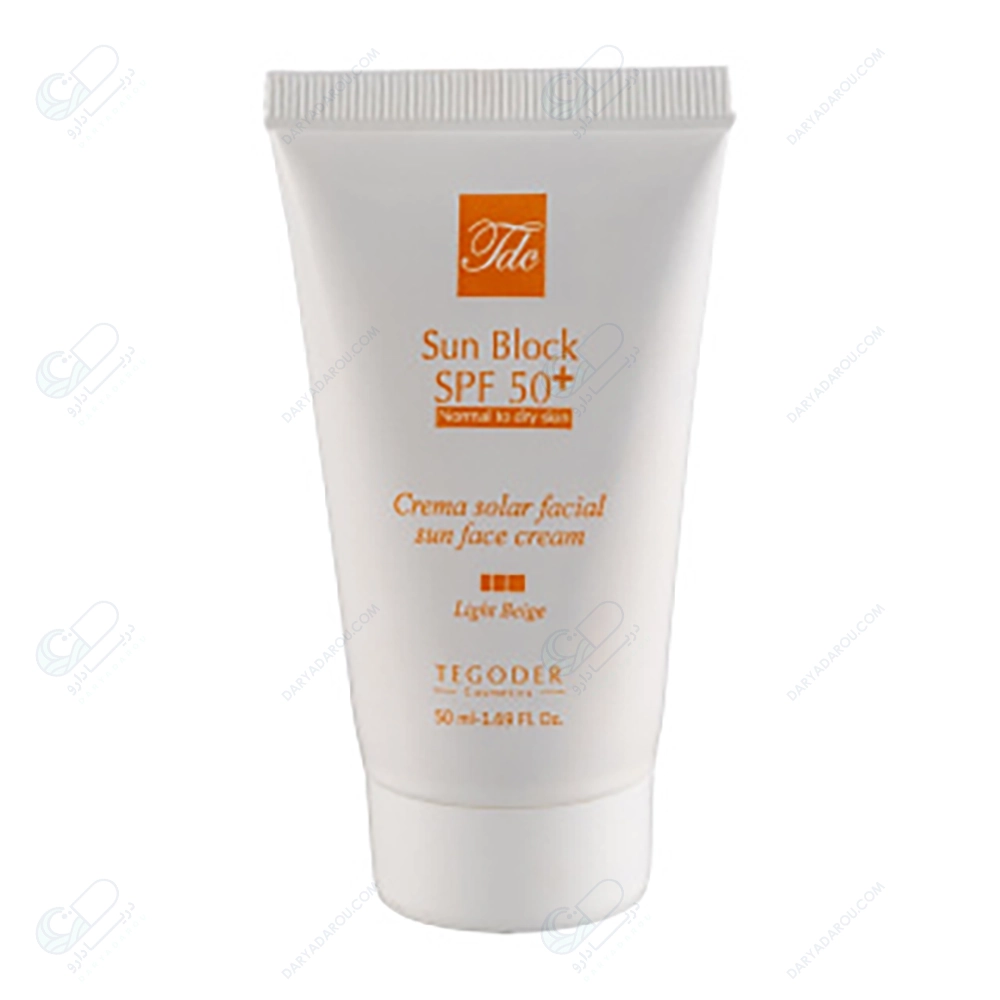 تگودر کرم ضدآفتاب رنگی بژ(روشن)پوست نرمال تا خشکSPF50