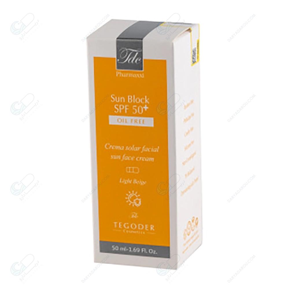 تگودر کرم ضدآفتاب رنگی بژ(تیره) طبیعی پوست چرب SPF50 - تصویر 3