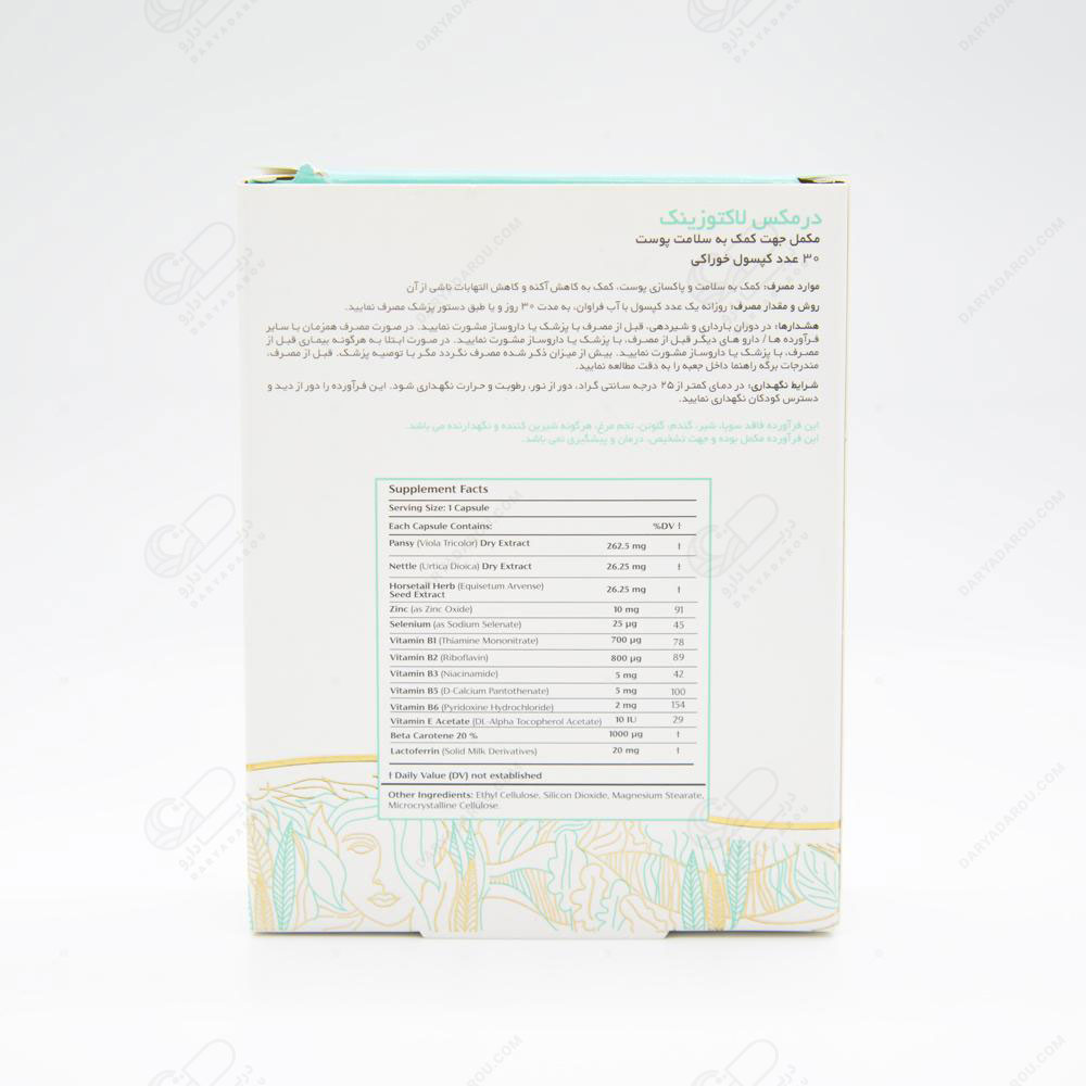 کپسول لاکتوزینک درمکس (Lactozinc) – کمک به آکنه - تصویر 2